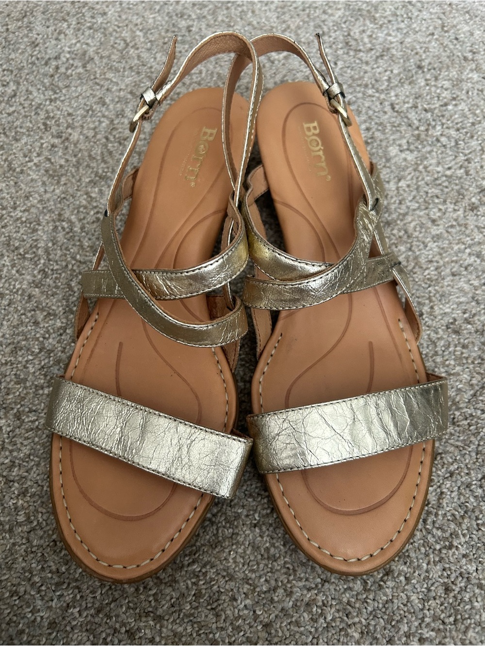 Born Metallic Gold Strappy Slingback Sandals